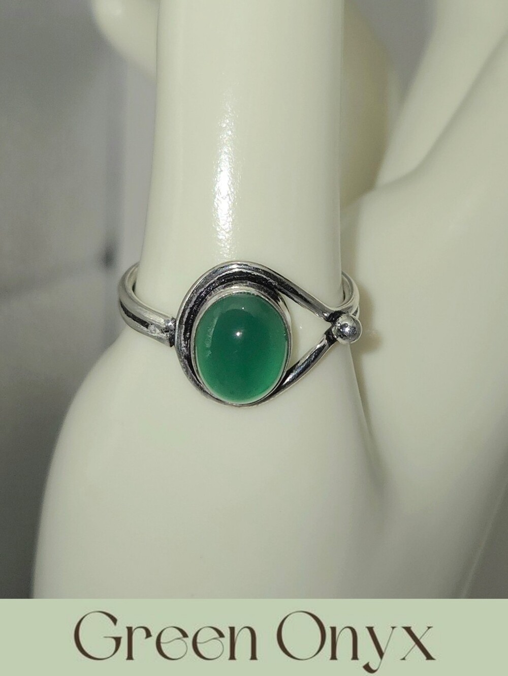 Gorgeous Green Onyx Gemstone Unique Handmade Boho Engagement Ring